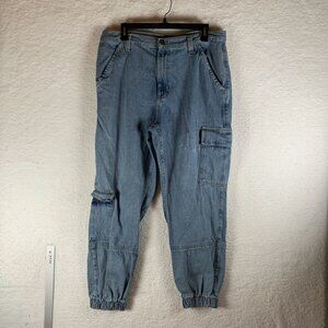 BDG Urban Outfitters Jogger Pants Women's 32 Blue Denim High-Rise‎ Cargo Pockets